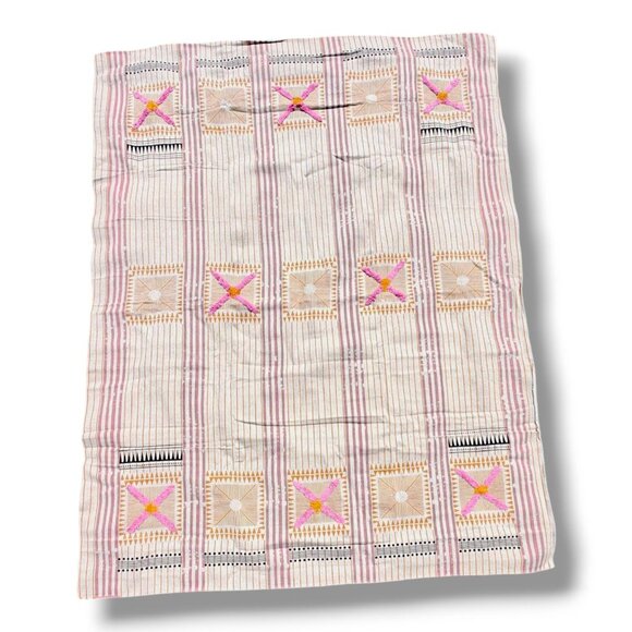 Pink and Tan Geometric Pattern Throw Blanket - Picture 1 of 9